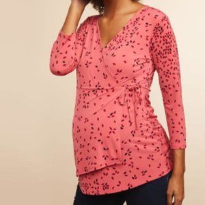 NWOT Faux Wrap Maternity Top XL - Pink Floral